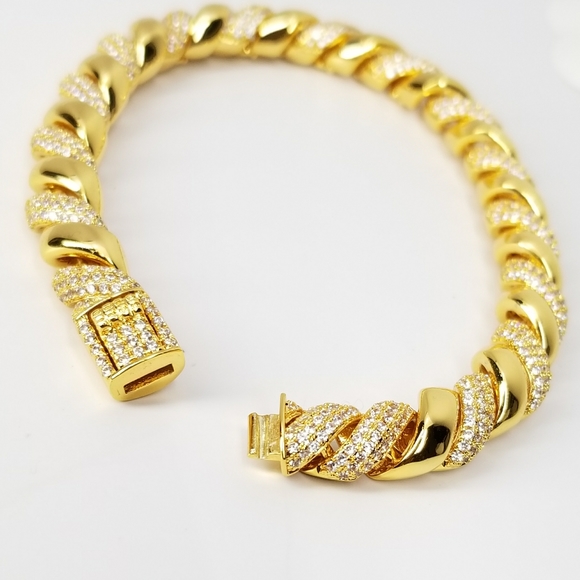 NWT 18K Gold Rope Chain Micro Pave CZ Bracelet - Picture 8 of 14